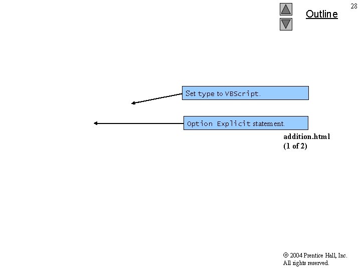 Outline Set type to VBScript. Option Explicit statement. addition. html (1 of 2) 2004