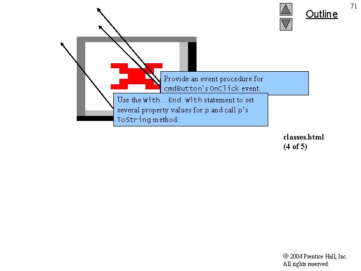 Outline Provide an event procedure for Instantiate object. cmd. Button. Person ’s On. Click