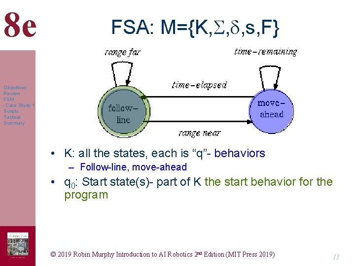 8 e FSA: M={K, S, , s, F} Objectives Review FSM -Case Study 1 8 e FSA: M={K, S, , s, F} Objectives Review FSM -Case Study 1