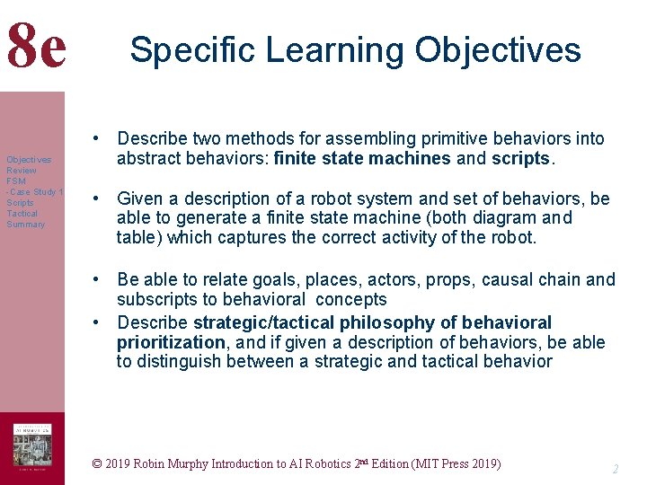 8 e Objectives Review FSM -Case Study 1 Scripts Tactical Summary Specific Learning Objectives 8 e Objectives Review FSM -Case Study 1 Scripts Tactical Summary Specific Learning Objectives