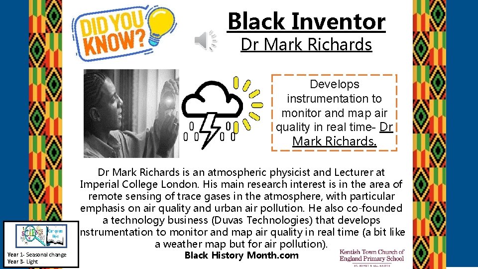 Black Inventor Dr Mark Richards Develops instrumentation to monitor and map air quality in