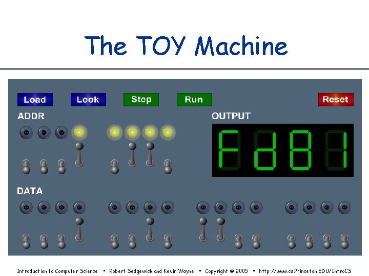 The TOY Machine Introduction to Computer Science • Robert Sedgewick and Kevin Wayne • The TOY Machine Introduction to Computer Science • Robert Sedgewick and Kevin Wayne •