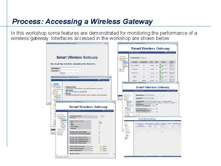Process: Accessing a Wireless Gateway In this workshop some features are demonstrated for monitoring