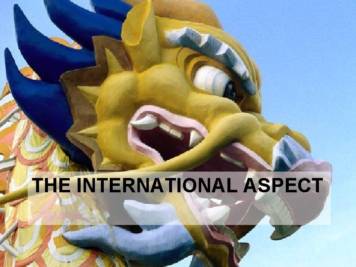THE INTERNATIONAL ASPECT 