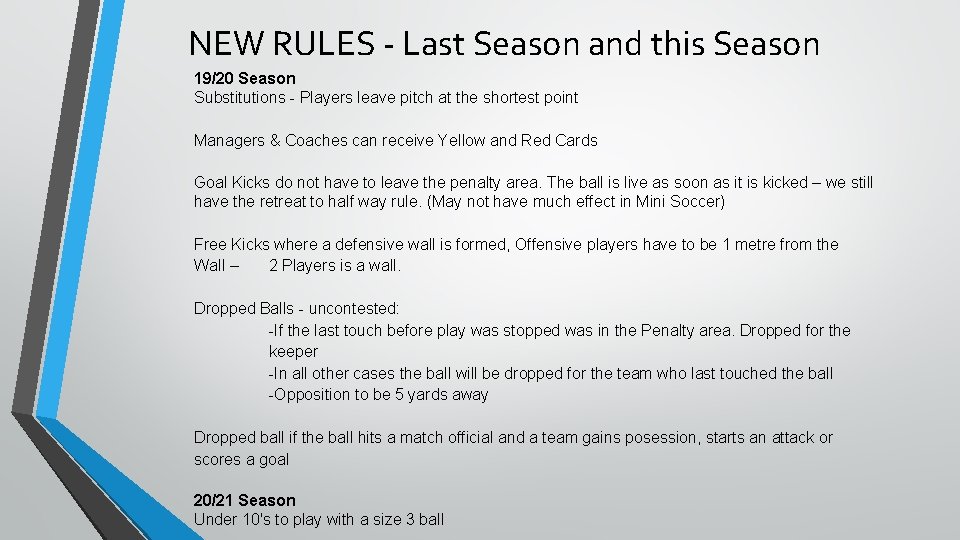 NEW RULES - Last Season and this Season 19/20 Season Substitutions - Players leave