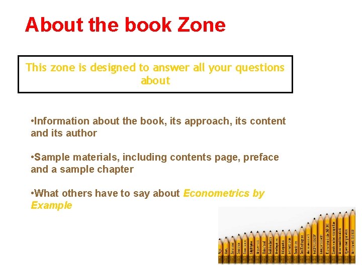 About the book Zone This zone is designed to answer all your questions about