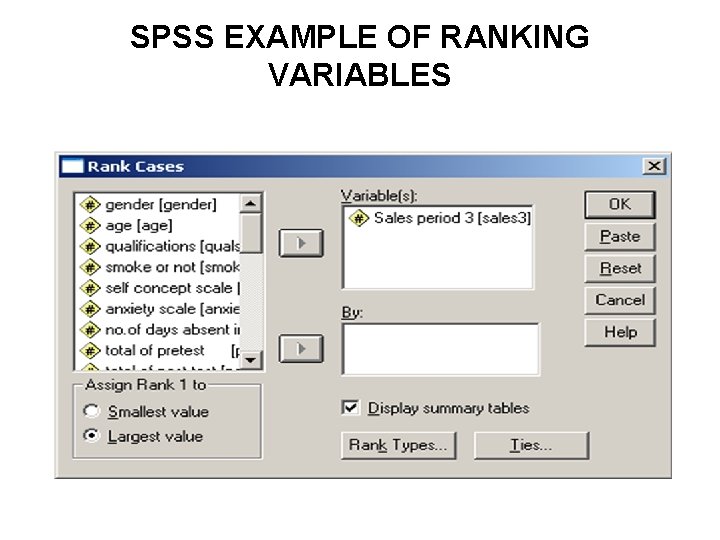 SPSS EXAMPLE OF RANKING VARIABLES 