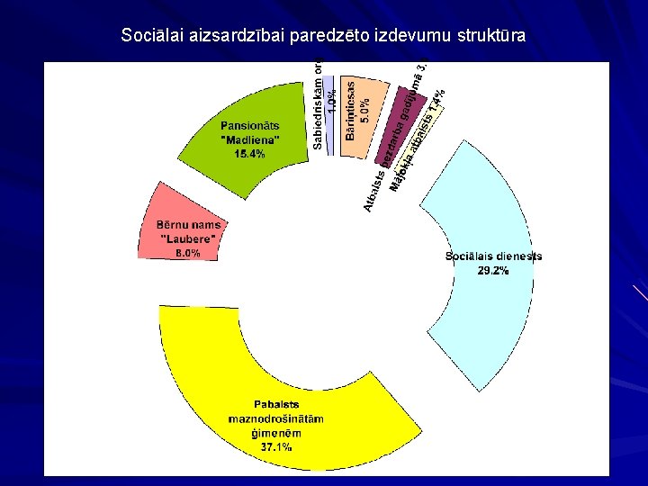 Sociālai aizsardzībai paredzēto izdevumu struktūra 