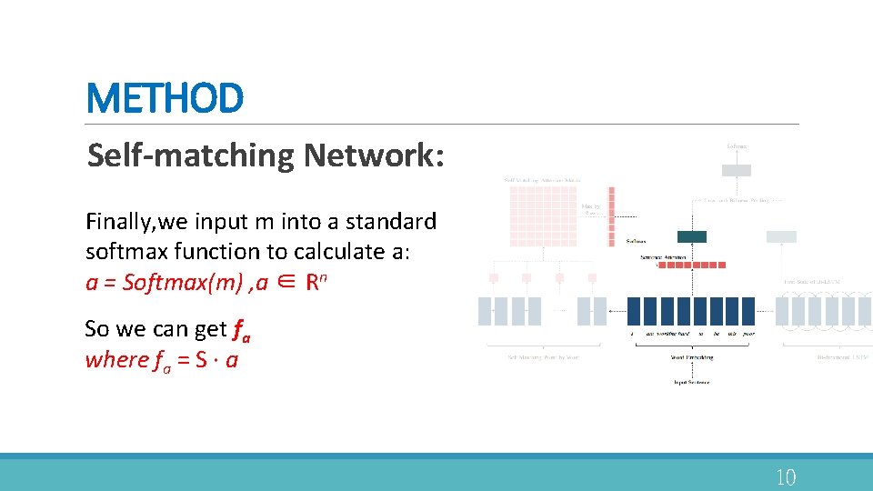 METHOD Self-matching Network: Finally, we input m into a standard softmax function to calculate
