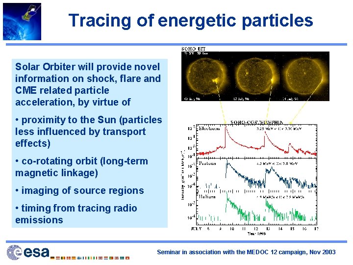 Tracing of energetic particles Solar Orbiter will provide novel information on shock, flare and