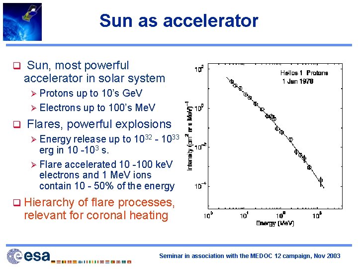 Sun as accelerator q Sun, most powerful accelerator in solar system Ø Protons up
