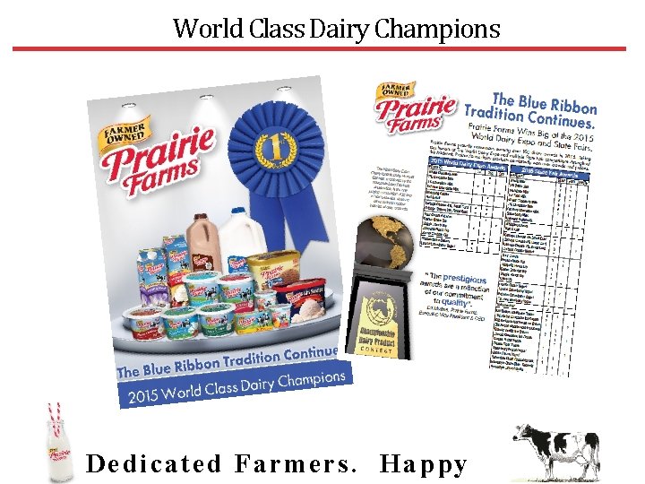 World Class Dairy Champions Dedic ated Farmers. Happy 