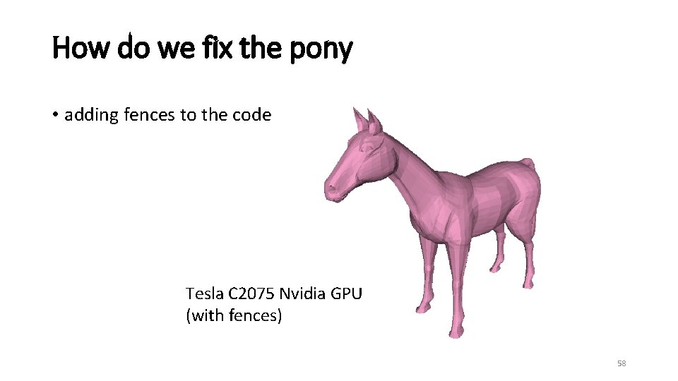 How do we fix the pony • adding fences to the code Tesla C