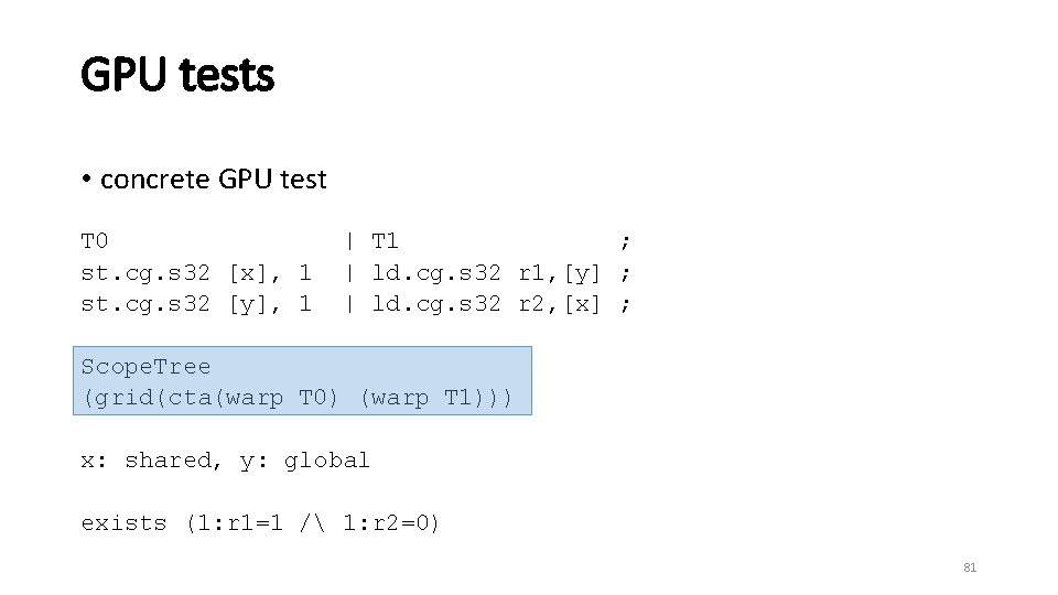 GPU tests • concrete GPU test T 0 st. cg. s 32 [x], 1