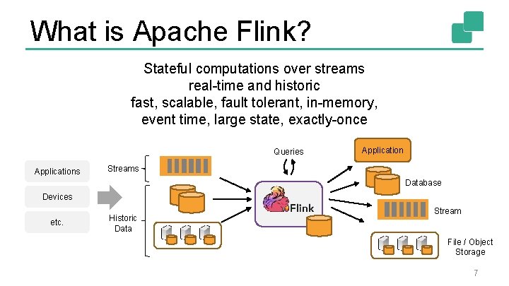 What is Apache Flink? Stateful computations over streams real-time and historic fast, scalable, fault
