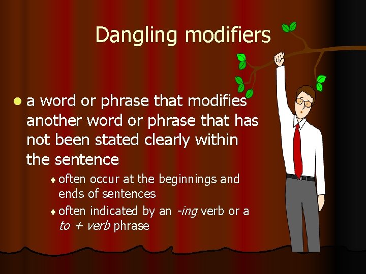 Dangling modifiers la word or phrase that modifies another word or phrase that has