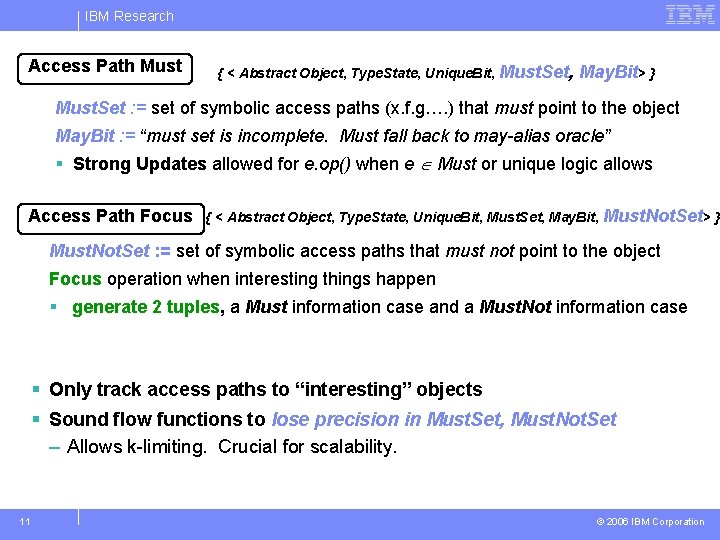 IBM Research Access Path Must { < Abstract Object, Type. State, Unique. Bit, Must.