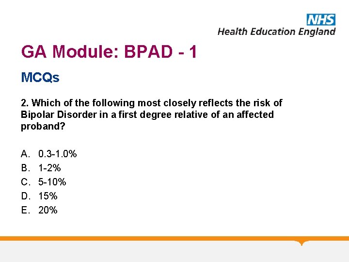 GA Module: BPAD - 1 MCQs 2. Which of the following most closely reflects