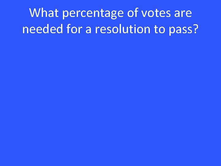 What percentage of votes are needed for a resolution to pass? 