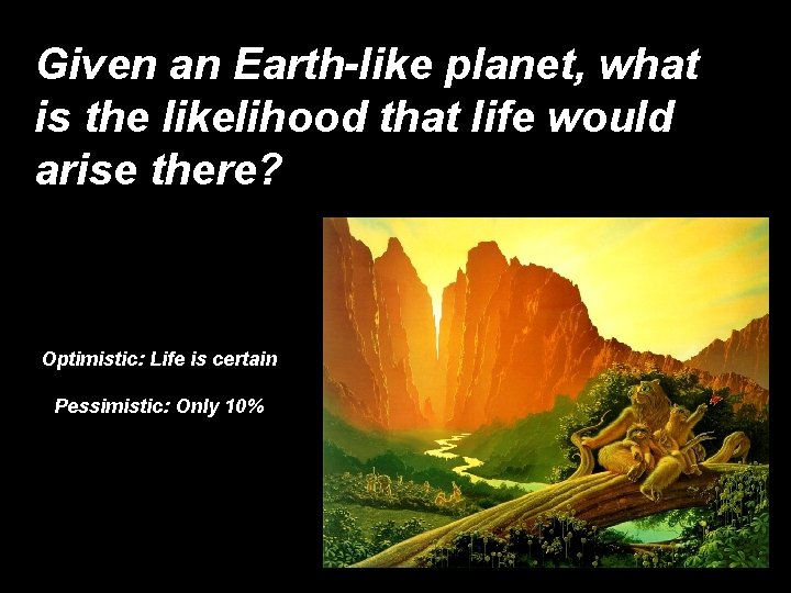 Given an Earth-like planet, what is the likelihood that life would arise there? Optimistic: