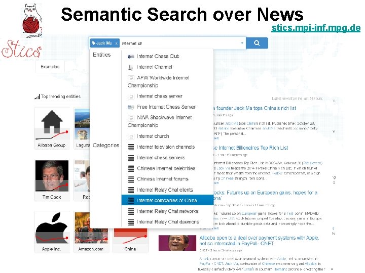Semantic Search over News stics. mpi-inf. mpg. de Semantic Search over News stics. mpi-inf. mpg. de