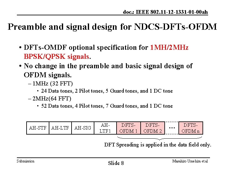 doc. : IEEE 802. 11 -12 -1331 -01 -00 ah Preamble and signal design