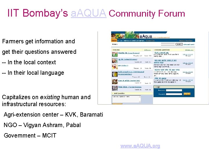 IIT Bombay’s a. AQUA Community Forum Farmers get information and get their questions answered