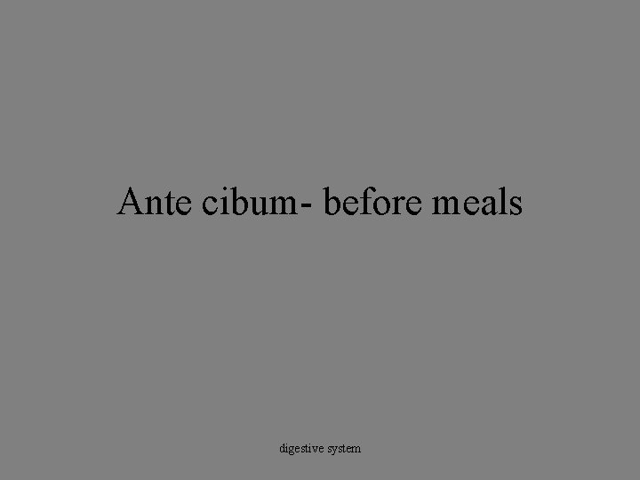 Ante cibum- before meals digestive system 