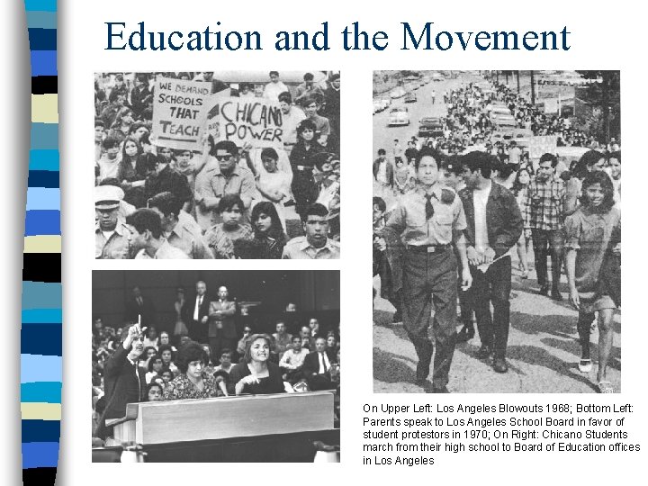 Education and the Movement On Upper Left: Los Angeles Blowouts 1968; Bottom Left: Parents