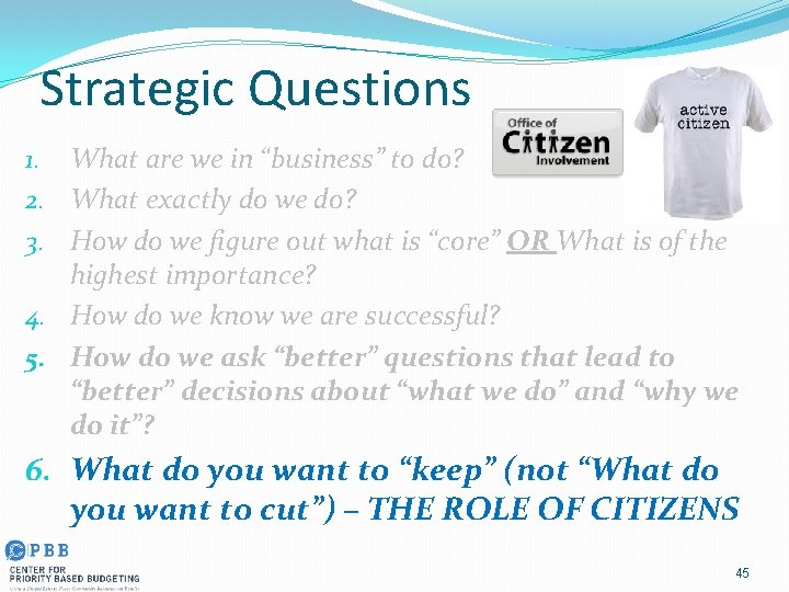 Strategic Questions 1. What are we in “business” to do? 2. What exactly do