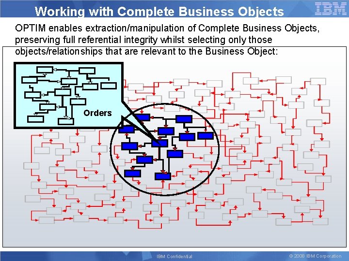 Working with Complete Business Objects OPTIM enables extraction/manipulation of Complete Business Objects, preserving full