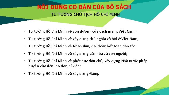 NỘI DUNG CƠ BẢN CỦA BỘ SÁCH TƯ TƯỞNG CHỦ TỊCH HỒ CHÍ MINH