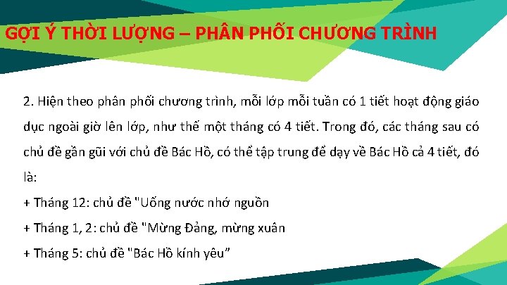 GỢI Ý THỜI LƯỢNG – PH N PHỐI CHƯƠNG TRÌNH 2. Hiện theo phân