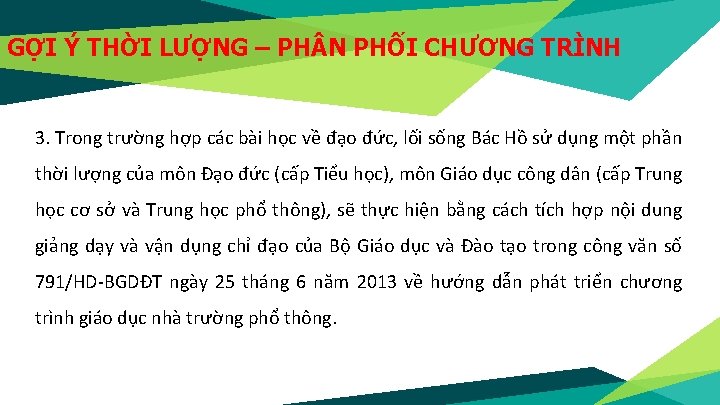 GỢI Ý THỜI LƯỢNG – PH N PHỐI CHƯƠNG TRÌNH 3. Trong trường hợp