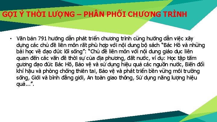 GỢI Ý THỜI LƯỢNG – PH N PHỐI CHƯƠNG TRÌNH • Văn bản 791