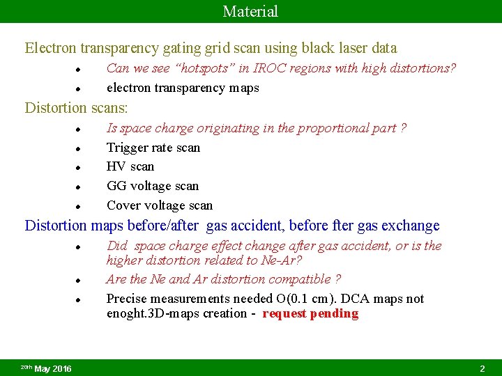 Material Electron transparency gating grid scan using black laser data Can we see “hotspots”