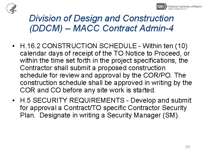 Division of Design and Construction (DDCM) – MACC Contract Admin-4 • H. 16. 2