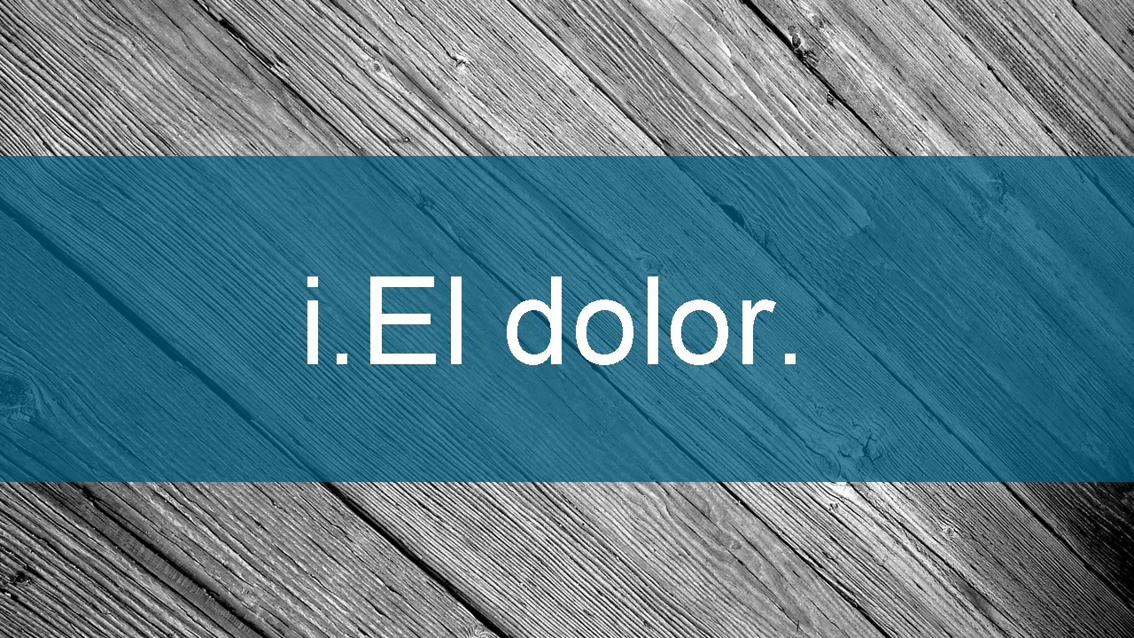 i. El dolor. 