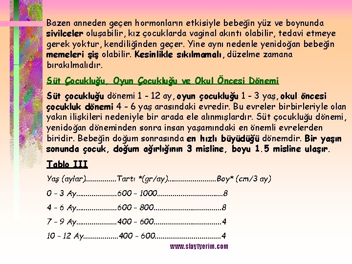 Bazen anneden geçen hormonların etkisiyle bebeğin yüz ve boynunda sivilceler oluşabilir, kız çocuklarda vaginal