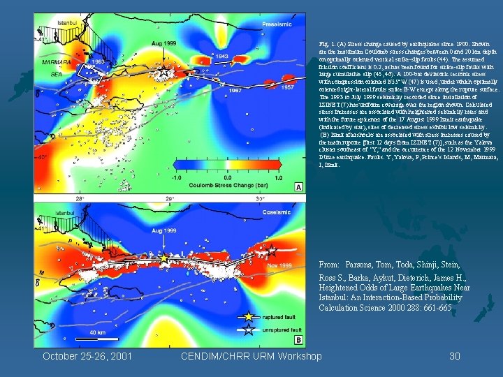 Fig. 1. (A) Stress change caused by earthquakes since 1900. Shown are the maximum