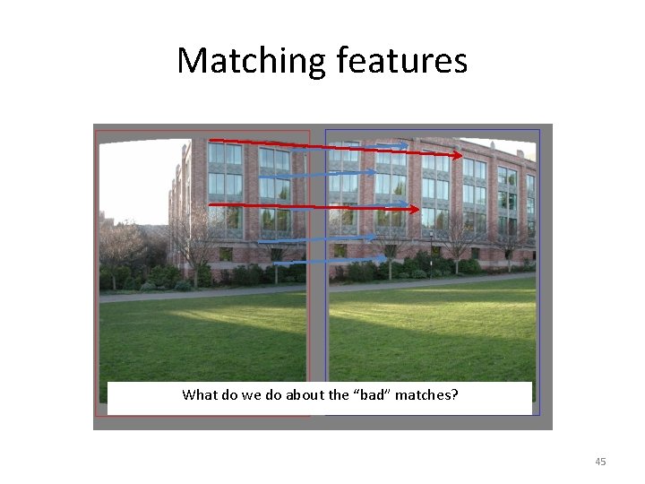 Matching features What do we do about the “bad” matches? 45 