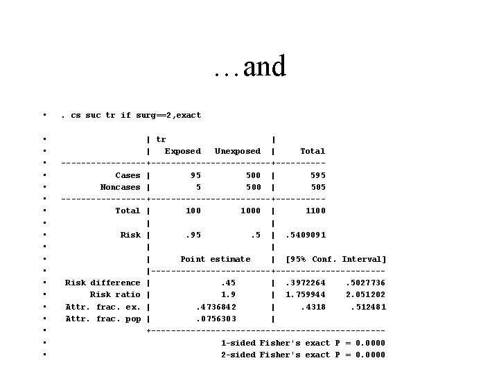 …and • . cs suc tr if surg==2, exact • • • • •