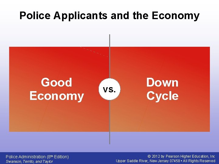 Police Applicants and the Economy Good Economy Police Administration (8 th Edition) Swanson, Territo,