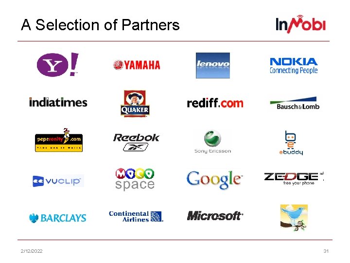 A Selection of Partners 2/12/2022 31 