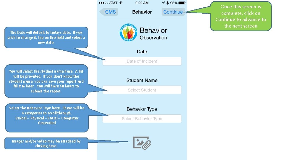 Once this screen is complete, click on Continue to advance to the next screen