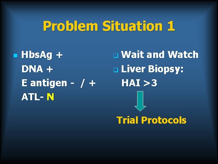 Problem Situation 1 n Hbs. Ag + DNA + E antigen - / +