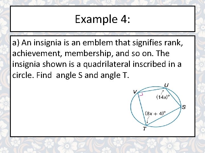 Example 4: a) An insignia is an emblem that signifies rank, achievement, membership, and Example 4: a) An insignia is an emblem that signifies rank, achievement, membership, and