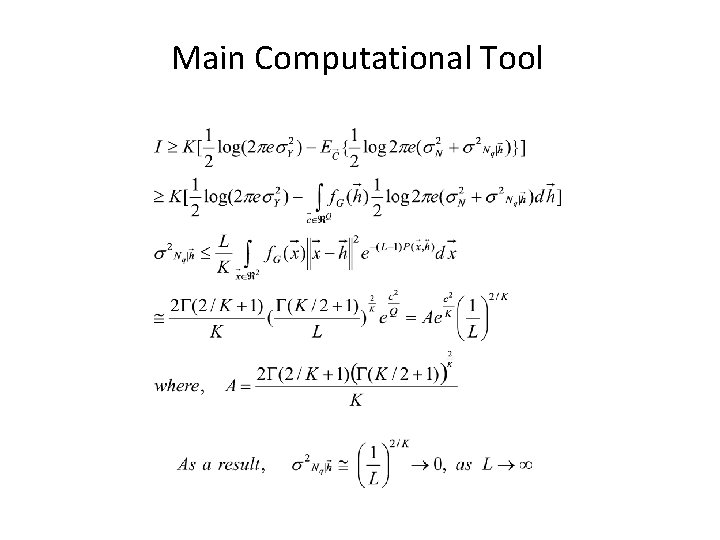 Main Computational Tool 