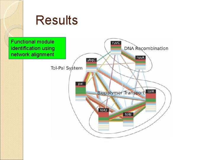 Results Functional module identification using network alignment 