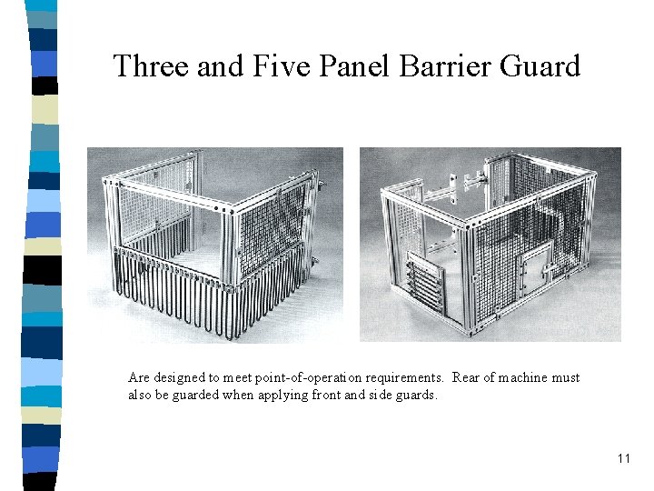 Three and Five Panel Barrier Guard Are designed to meet point-of-operation requirements. Rear of